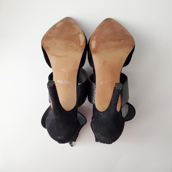 ALDO Stilletos Suede Heels Black Size 6 - Picture 6 of 9